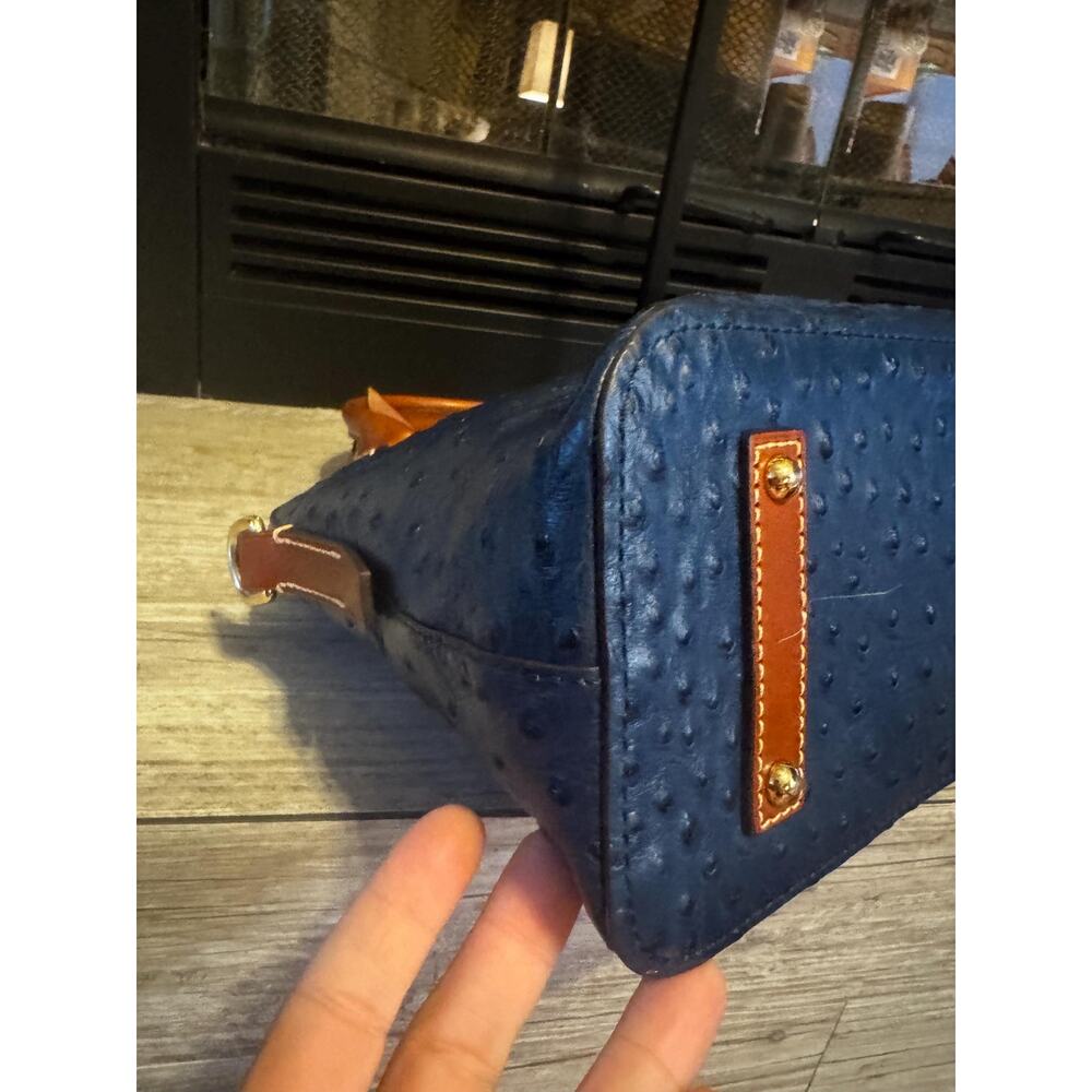 Two piece set- Dooney & Bourke Embossed Ostrich leather Satchel wallet teal blue - Picture 9 of 16